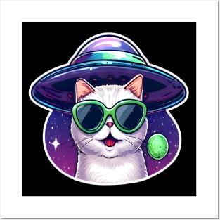 Cat UFO Selfie, Cat And UFO, Cat Selfie, Kitten, Funny Cat Posters and Art